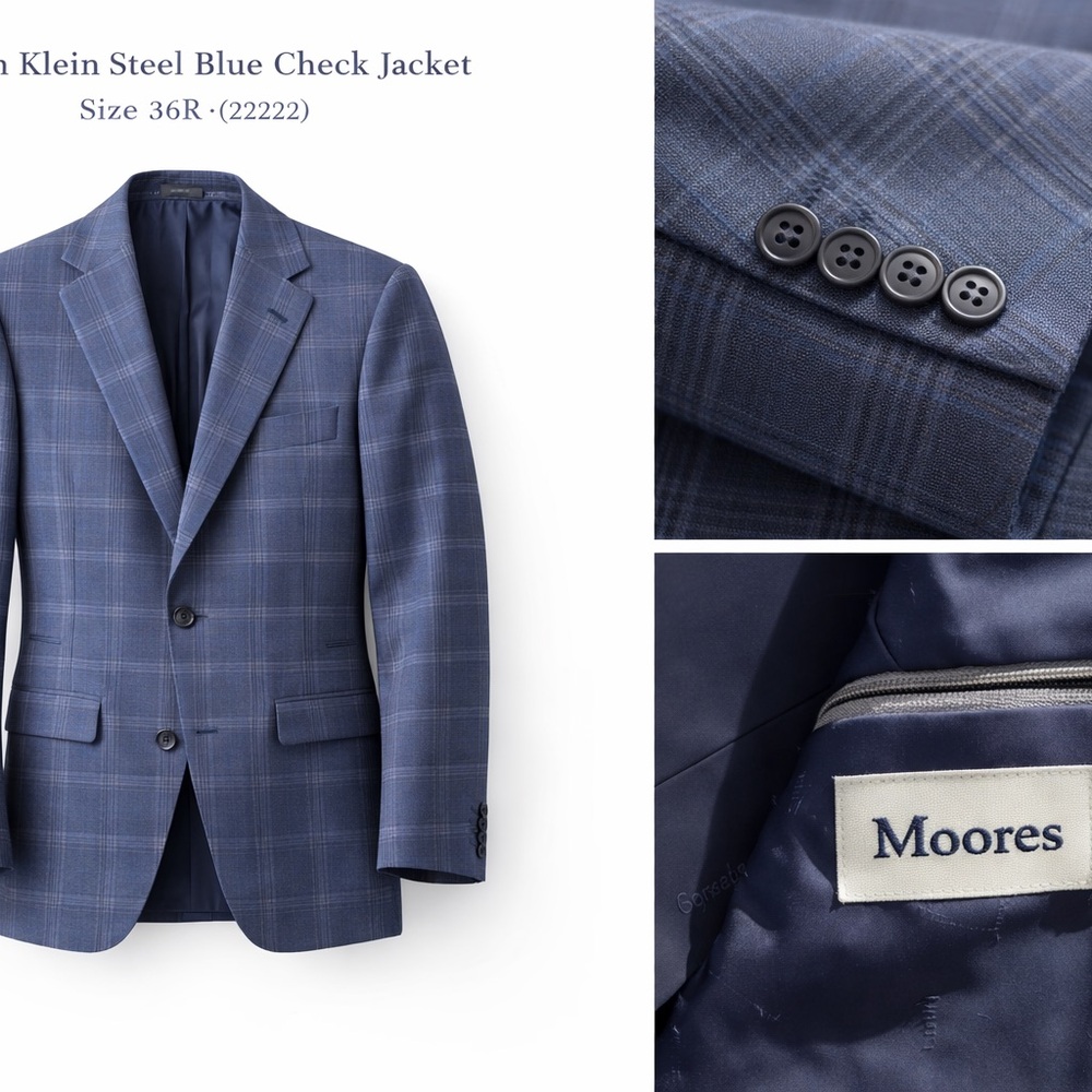 Calvin Klein Steel Blue Windowpane Sport Coat - 36R